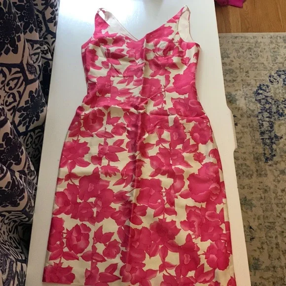 ann taylor pink floral dress NWT Ann Taylor Floral Sleeveless Dress Size 6 ALine White Pink Brn Lined Viscose